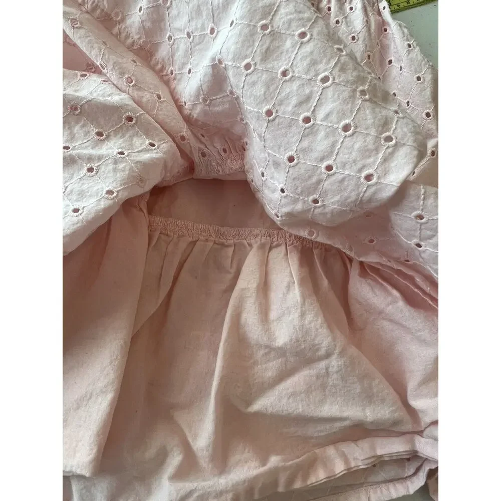 Gymboree Casual Dressy Eyelet Pink Dress Fully Lined Ruffle Dress Girls M 7/8